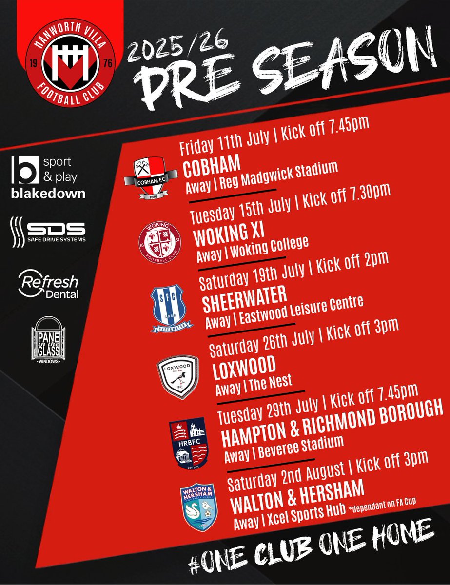 Hanworth Villa FC (@hanworthvillafc) on Twitter photo ๐๏ธPRE-SEASON FIXTURE UPDATE
We have a replacement fixture for 29th July!
We will now travel to neighbours <a href="/HAMRICHFC/">Hampton & Richmond Borough FC</a> with the fixture taking place at Beveree, kick off 7.45pm subject to final confirmation.
Thanks Jules and the team at Hampton, we look forward to our visit ๐ค ๐๏ธPRE-SEASON FIXTURE UPDATE
We have a replacement fixture for 29th July!
We will now travel to neighbours <a href="/HAMRICHFC/">Hampton & Richmond Borough FC</a> with the fixture taking place at Beveree, kick off 7.45pm subject to final confirmation.
Thanks Jules and the team at Hampton, we look forward to our visit ๐ค