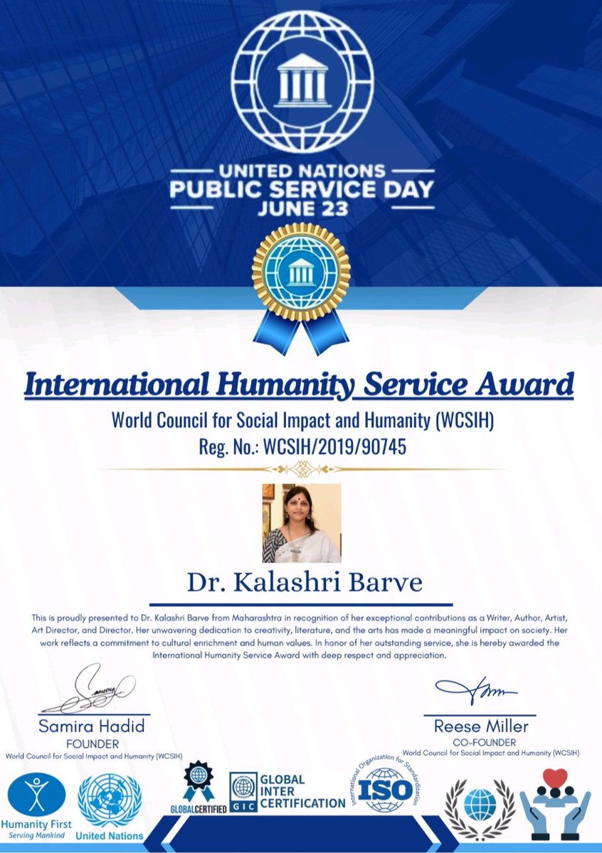 kalashribarve's tweet photo. Thank you very much, United Nations International Humanity Service, for this prestigious honour as an award; I will surely try to fit in by working much harder.
Thank you, all my friends and families, for your wishes and blessings! 🙏🏼🕉🚩
#awards #award #stage #appericiation https://t.co/Vdh9aESjFo
