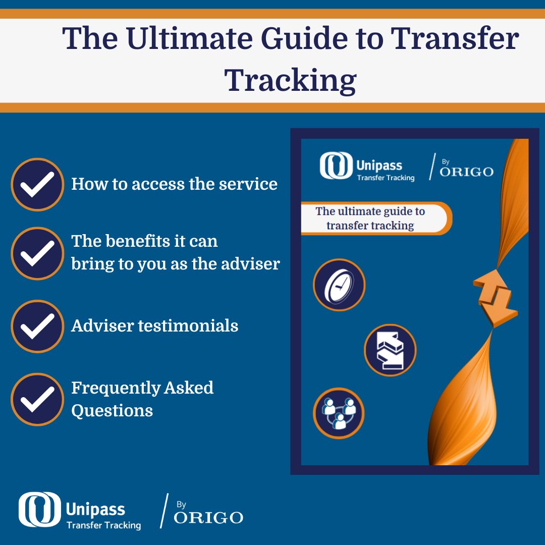 Advisers, are you ready to take your clients' transfer experience to the next level?

With Unipass Transfer Tracking you can track the status of a client transfer via the Origo Transfer Service in just a few clicks.

To discover more on the benefits, check out our latest guide: