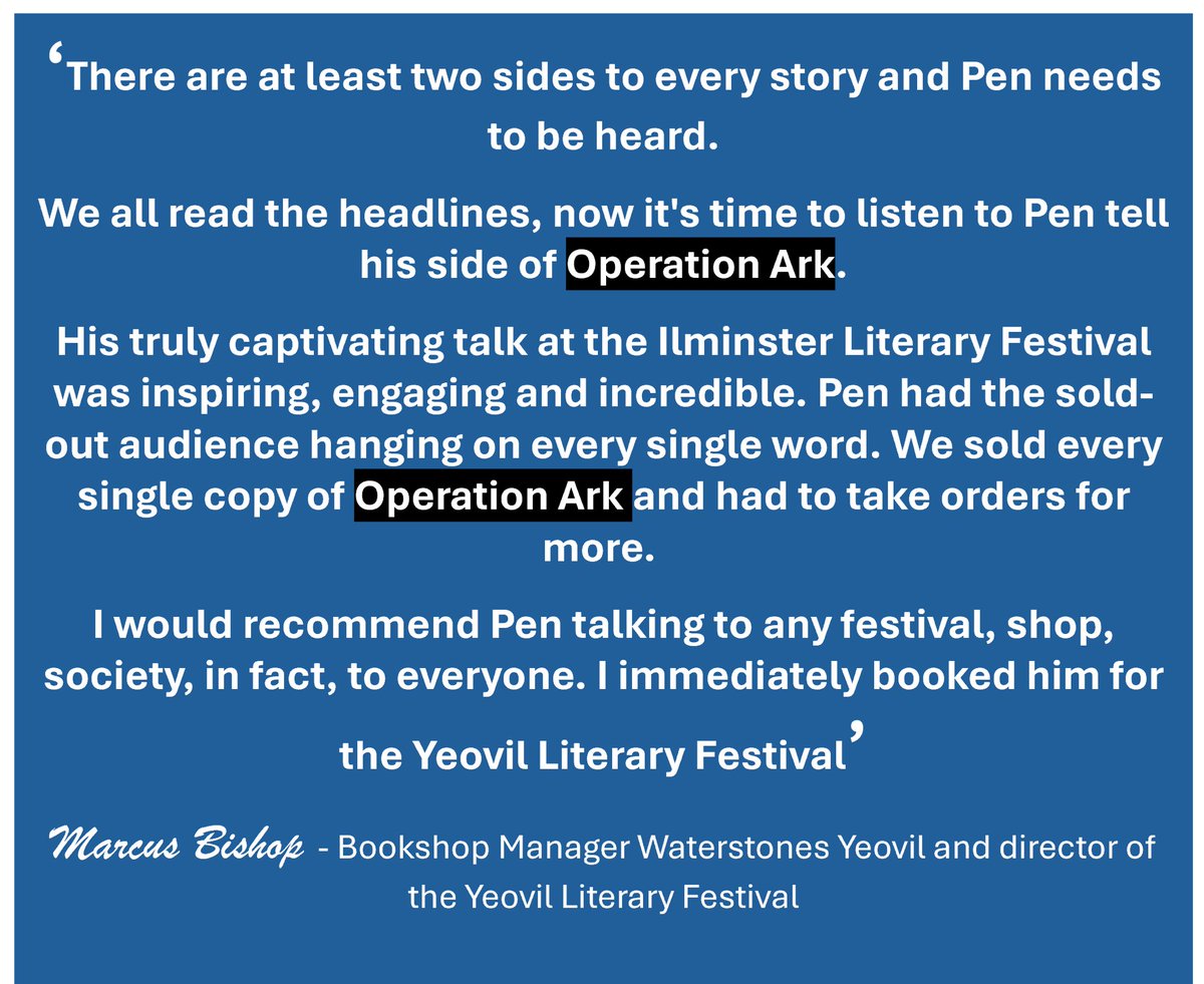 PenFarthing's tweet image. I could not ask for a better review… thank you @Waterstones Buy your copy of #OpArk today - you won’t be disappointed 🙏