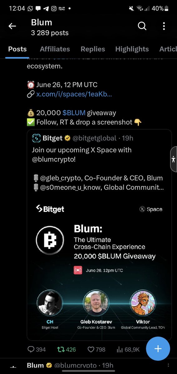 marceghlle's tweet photo. @blumcrypto @gleb_crypto @bitgetglobal @s0meone_u_know 🔥🔥 https://t.co/1QNVLWPNmp
