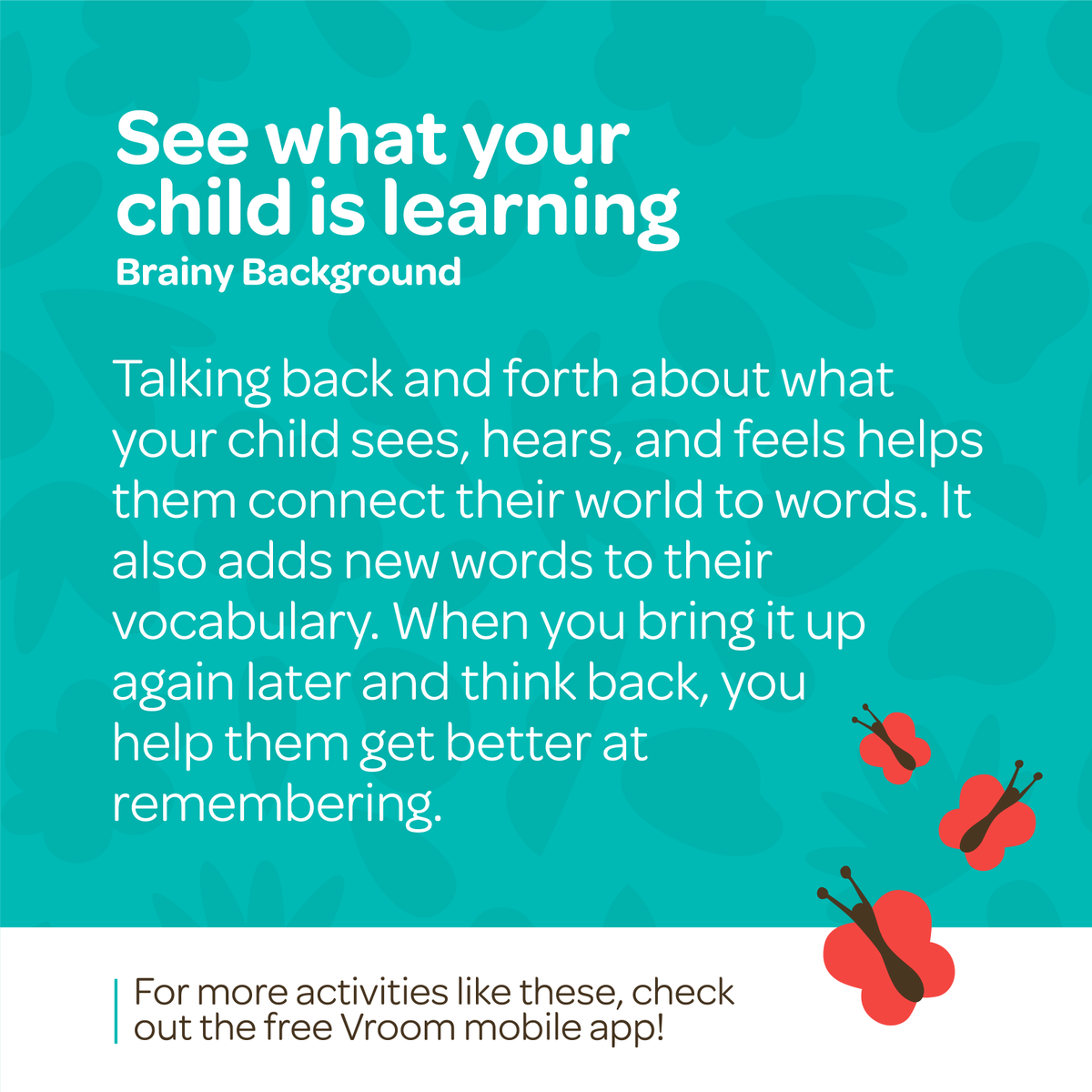 joinvroom's tweet image. What’s that? 🤔 

That simple question can spark so much learning! 💡 Explore your surroundings together and talk about what you see - it’s a natural way to build memory and language through Vroom Brain Building Moments. #ToddlerPlaytime