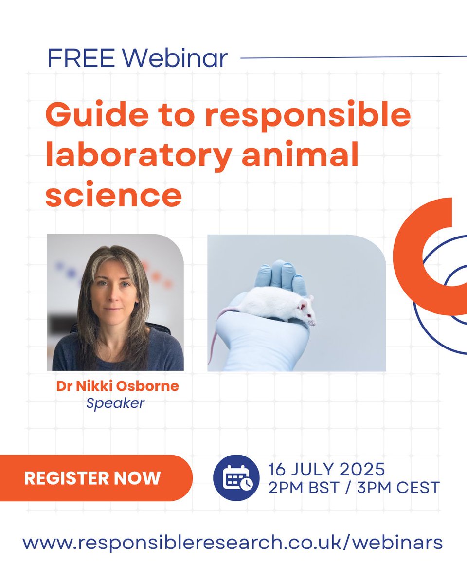 Free Webinar: A Guide to Responsible Laboratory Animal Science
📅 July 16 | 🕑 2–3 PM BST
Dr Nikki Osborne will explore a 6-step checklist &amp; best practices in animal research.
👉 Register: responsibleresearch.co.uk/event-details/…
#AnimalResearch #3Rs