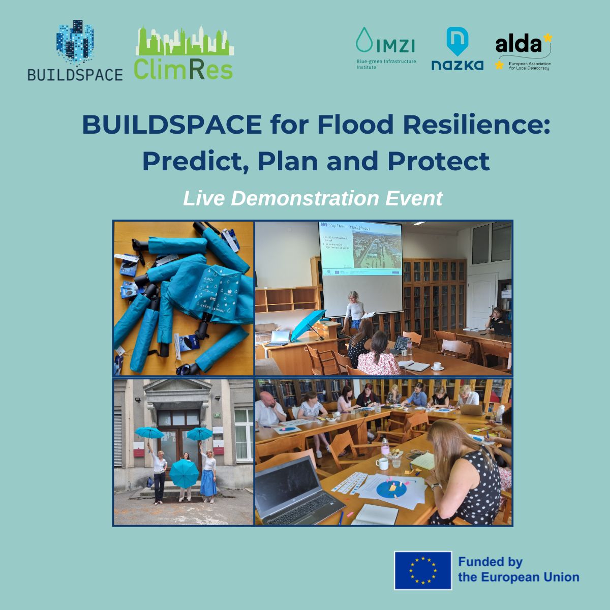 BUILDSPACE_EU's tweet image. 🌊 On May 21 & June 5, #BUILDSPACEproject hosted training & a live demo of Service 5: Urban Flood Resilience in Ljubljana 🇸🇮 with IMZI & @nazkamapps.
🙌 Thanks to all who joined!
📢 Want SE5 in your city? Apply by Oct 31 👉 buildspaceproject.eu/node/186
#FloodResilience #SmartCities