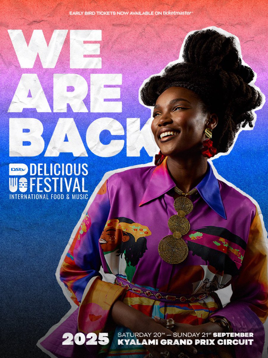 DeliciousFestSA's tweet image. The wait is over. 
The most delicious weekend of the year returns: 20 &amp;amp; 21 September 2025. Kyalami Grand Prix Circuit.
Music. Food. Fashion. Art. 
Tag your people. Mark your calendar. Let the countdown begin.
Early bird tickets are officially live. Ticket link in bio.…
