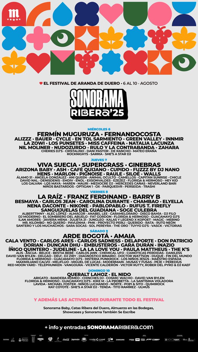 Lo estabais pidiendo... ¡Ya está aquí el cartel por días!

Nos esperan unos días intensos y llenos de música en directo... ¡Id cogiendo fuerzas desde ya porque las vais a necesitar!

💥 ¡Entradas a la venta mañana a las 12:00h!
