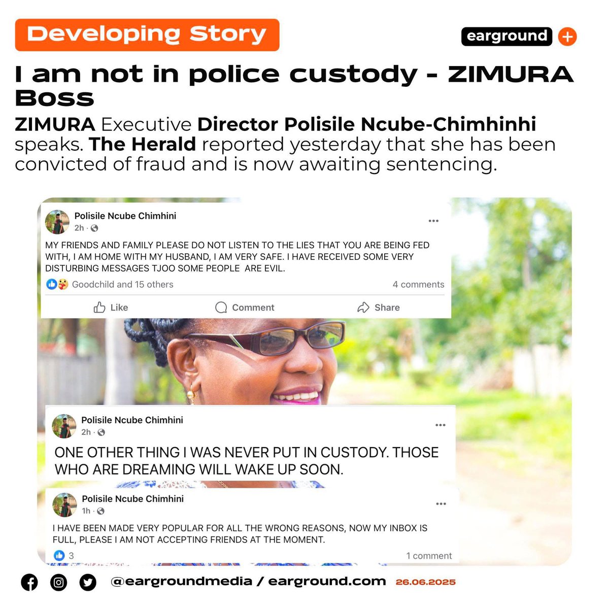 NEWS • “I am not in police custody. Do not be lied to” ZIMURA boss POLISILE NCUBE-CHIMHINI speaks