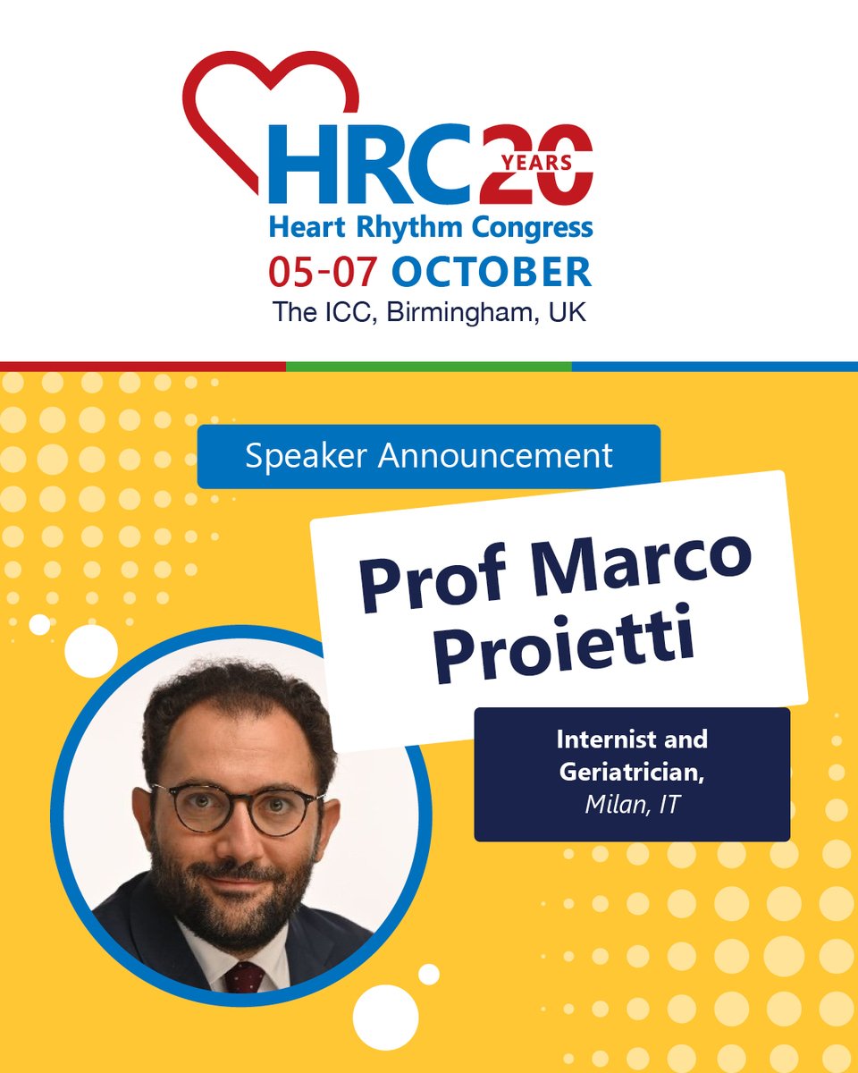 Heart Rhythm Congress (@heartrhythmcong) on Twitter photo We are very excited that <a href="/MProiettiMD/">Marco Proietti MD PhD</a> will be joining #HRC2025 this year to speak in the <a href="/AtrialFibUK/">AF Association</a> sessions giving an update on LAAO as part of the AF ablation strategy and discussing how early is 'early' to ablate PAF - heartrhythmcongress.org/programme
➡️Early Bird Deadline: 31 July We are very excited that <a href="/MProiettiMD/">Marco Proietti MD PhD</a> will be joining #HRC2025 this year to speak in the <a href="/AtrialFibUK/">AF Association</a> sessions giving an update on LAAO as part of the AF ablation strategy and discussing how early is 'early' to ablate PAF - heartrhythmcongress.org/programme
➡️Early Bird Deadline: 31 July