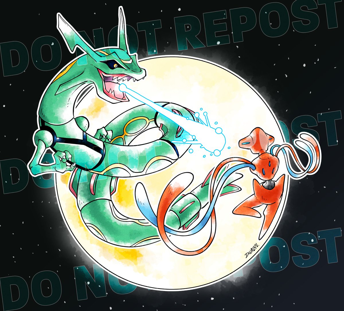 Rayquaza VS Deoxys commission