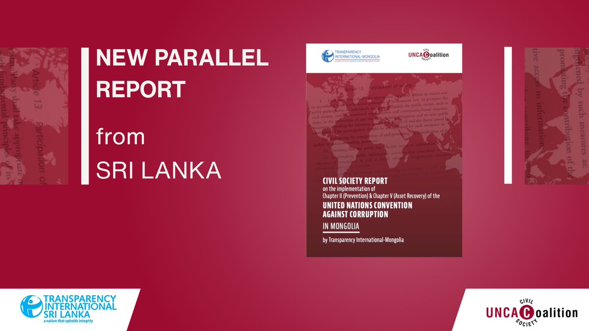 uncaccoalition's tweet image. 🔔 New assessment of anti-corruption in #SriLanka: @tisrilanka new #CivilSociety report on the implementation of the #UNCAC - just launched!
Read the full report here ➡️uncaccoalition.org/uncacparallelr…