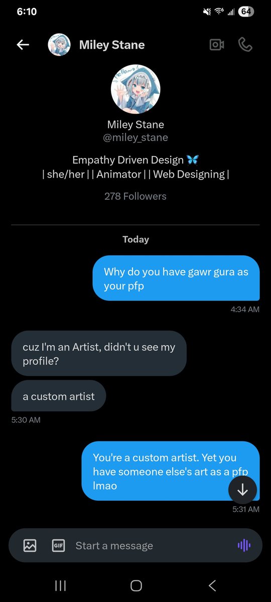 Provoke_chaos's tweet photo. @gawrgura over these bot account art pushing crazy people. How dare they have you as their pfp. https://t.co/SLGOcqCrqN