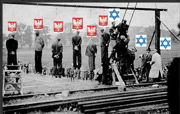 Jan34733995's tweet photo. 26.06.1942 r. - pierwsza publiczna egzekucja koło dworca kolejowego Kraków-Płaszów.

W wieszaniu Polaków brali udział policjanci z policji żydowskiej (Jüdischer Ordnungsdienst). https://t.co/hgxY3R4PIR