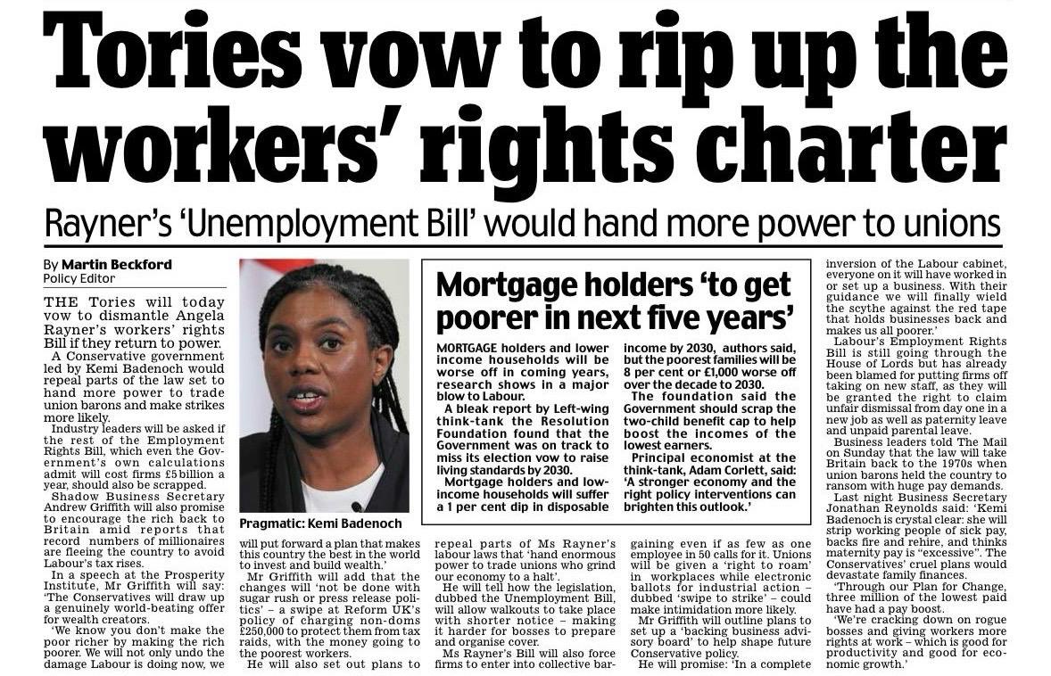 Labour is hell bent on crippling business

🔴 Their so-called Employment Bill is set to cost UK business £5b EVERY year

🔴 Their Budget added over £25b in taxes to UK business EVERY year

🔴 The result? fewer jobs, higher prices