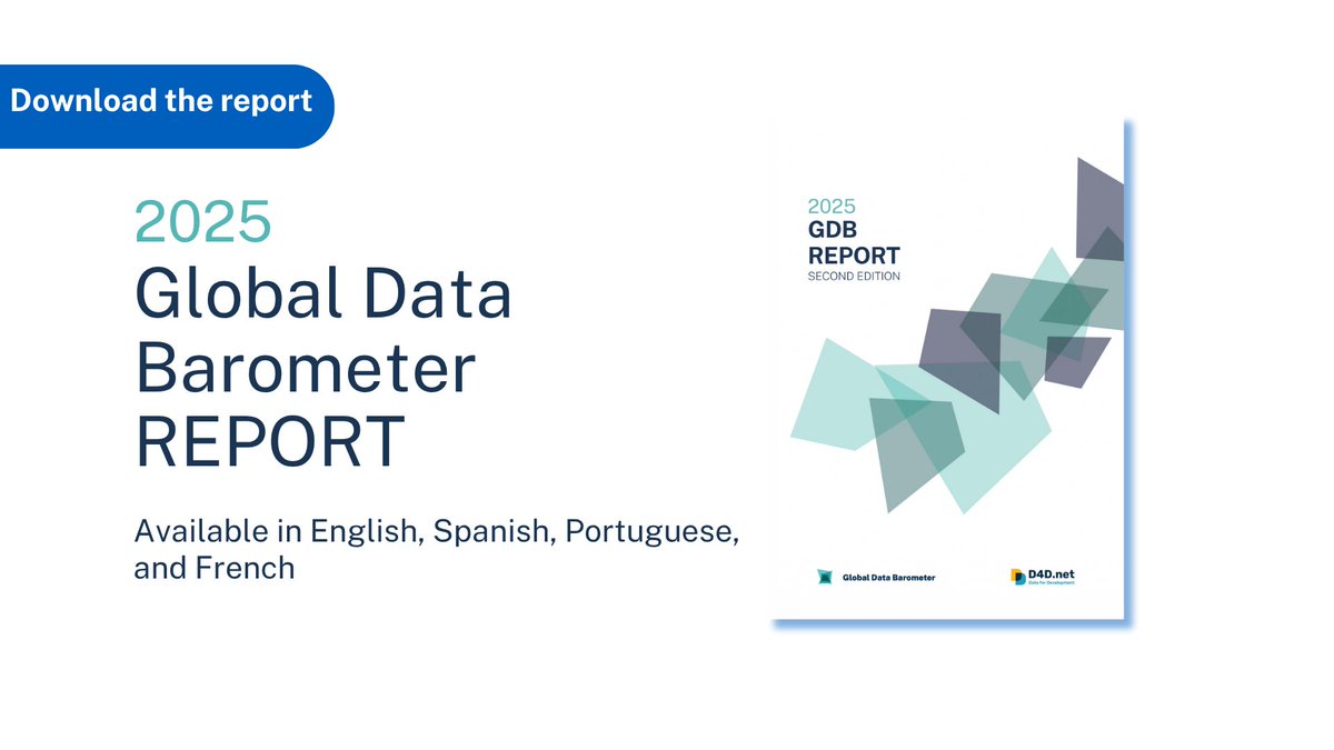🧵💡Behind every successful data policy are trained people and the right tools.

The GDB reveals how building skills and infrastructure is key to unlocking the potential of public data.

Read what the GDB reveals about competencies → globaldatabarometer.org
#GDB2025 #TheGDB