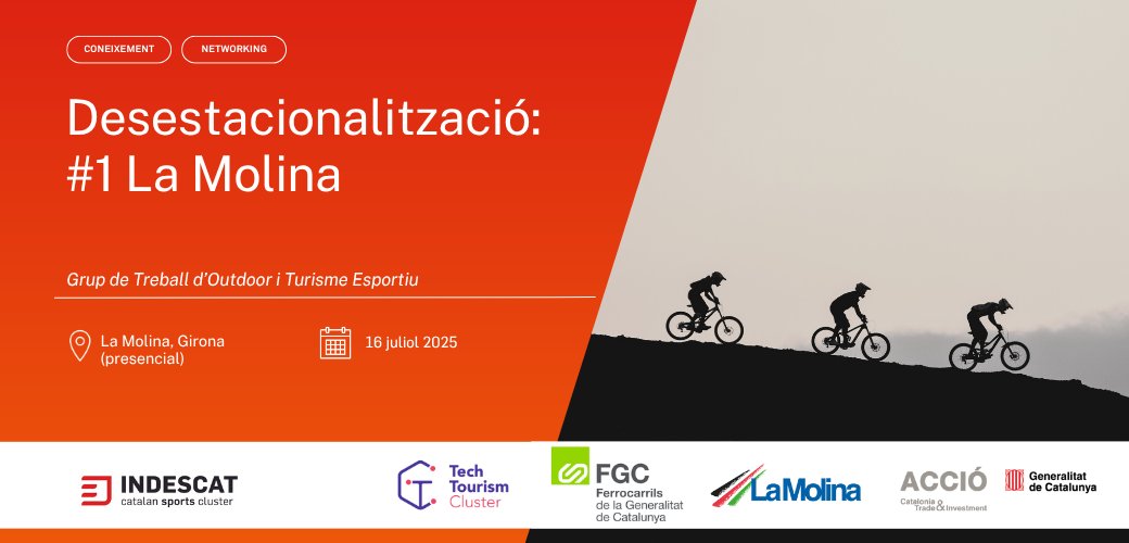 🎿 Vols conèixer com les estacions d’esquí poden esdevenir destinacions actives i sostenibles tot l’any? Descobreix-ho a la jornada 𝐃𝐞𝐬𝐞𝐬𝐭𝐚𝐜𝐢𝐨𝐧𝐚𝐥𝐢𝐭𝐳𝐚𝐜𝐢𝐨́ #𝟏 – 𝐋𝐚 𝐌𝐨𝐥𝐢𝐧𝐚, el pròxim dimecres 16 de juliol!

Organitzada per #INDESCAT en col·laboració amb