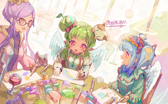 「コピックお絵描きカフェ」 #コピックアワードコラボイラコン2025 参加作品を描きました! テーブルの中央にドーム状になるように設置されたコピックがあるカフェ。美術部気分をオトナでも!こういうカフェほしい～ #オリジナルイラスト #イラスト #illustration