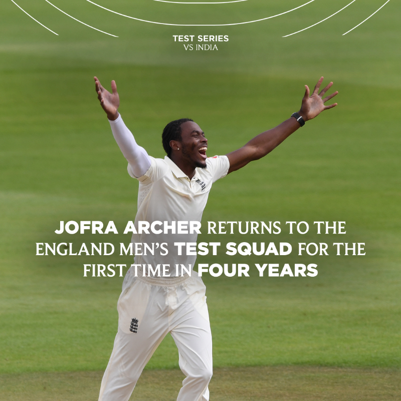 englandcricket's tweet photo. Jofra Archer is 𝑩𝑨𝑪𝑲 🔥

Our squad to take on India in the second Test has just dropped 📋👇