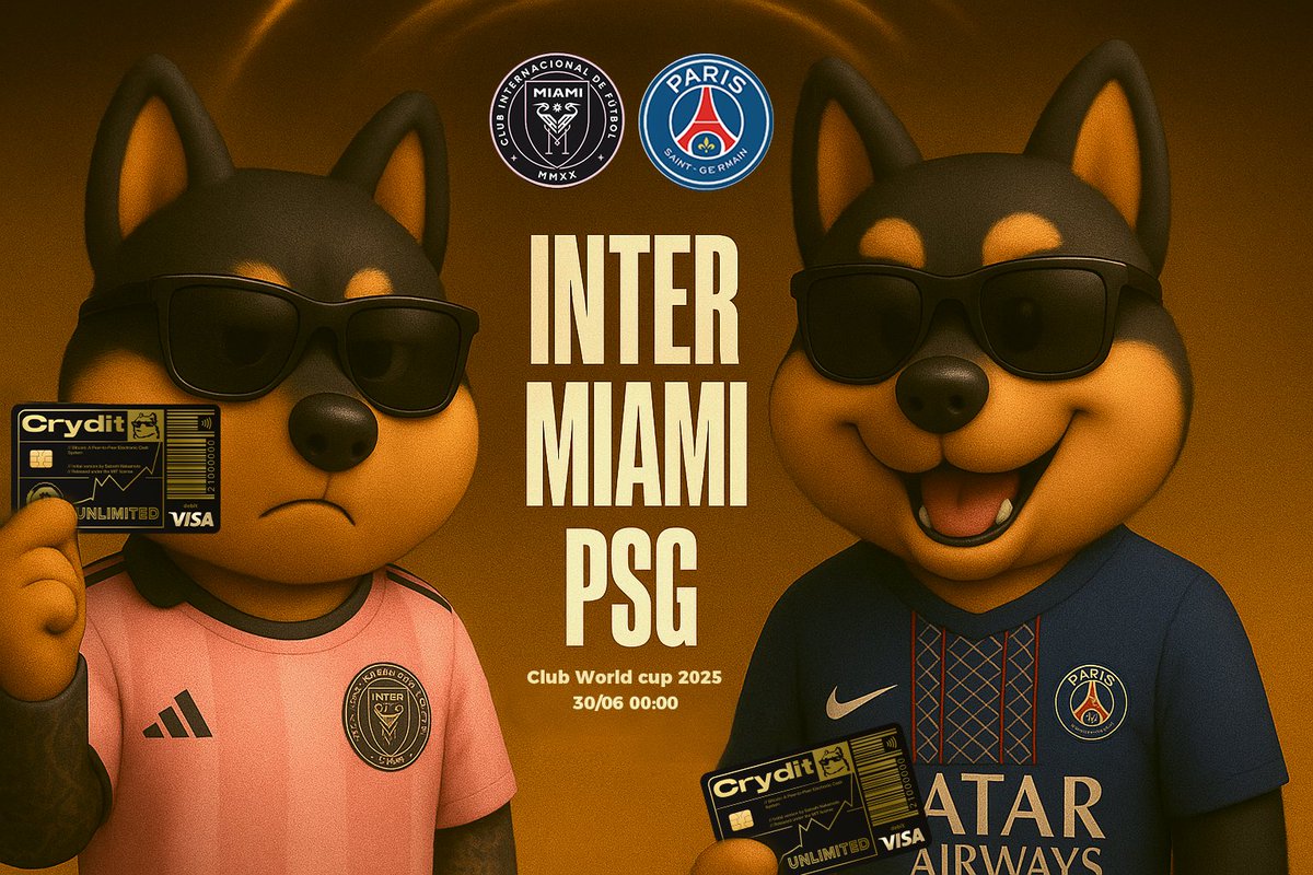 Crydit Unlimited Crypto Card (@cryditcard) on Twitter photo 🔥 FIFA CLUB WORLD CUP RAGE ON!
⚔️ Messi faces his former club - who triumphs?
<a href="/InterMiamiCF/">Inter Miami CF</a> Vs <a href="/PSG_inside/">Paris Saint-Germain</a>
🎯 PREDICT THE SCORE & WIN!
✅ Correct predictions enter $50 USD1 prize pool!
👉 JOIN NOW:
Follow <a href="/CryditCard/">Crydit Unlimited Crypto Card</a>
👍 & 🔁 this tweet
✍️ Comment your score!
#ClubWorldCup 🔥 FIFA CLUB WORLD CUP RAGE ON!
⚔️ Messi faces his former club - who triumphs?
<a href="/InterMiamiCF/">Inter Miami CF</a> Vs <a href="/PSG_inside/">Paris Saint-Germain</a>
🎯 PREDICT THE SCORE & WIN!
✅ Correct predictions enter $50 USD1 prize pool!
👉 JOIN NOW:
Follow <a href="/CryditCard/">Crydit Unlimited Crypto Card</a>
👍 & 🔁 this tweet
✍️ Comment your score!
#ClubWorldCup