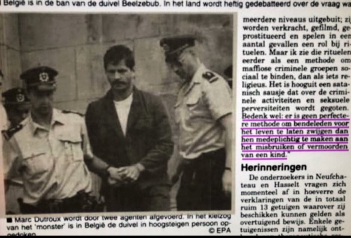 “Bedenk wel: er is geen perfectere methode om bendeleden (ambtenaren/politici/CEO’s) voor het leven te laten zwijgen dan hen medeplichtig te maken aan het misbruiken of vermoorden van een kind.”
#Epstein #Dutroux #Rolodex