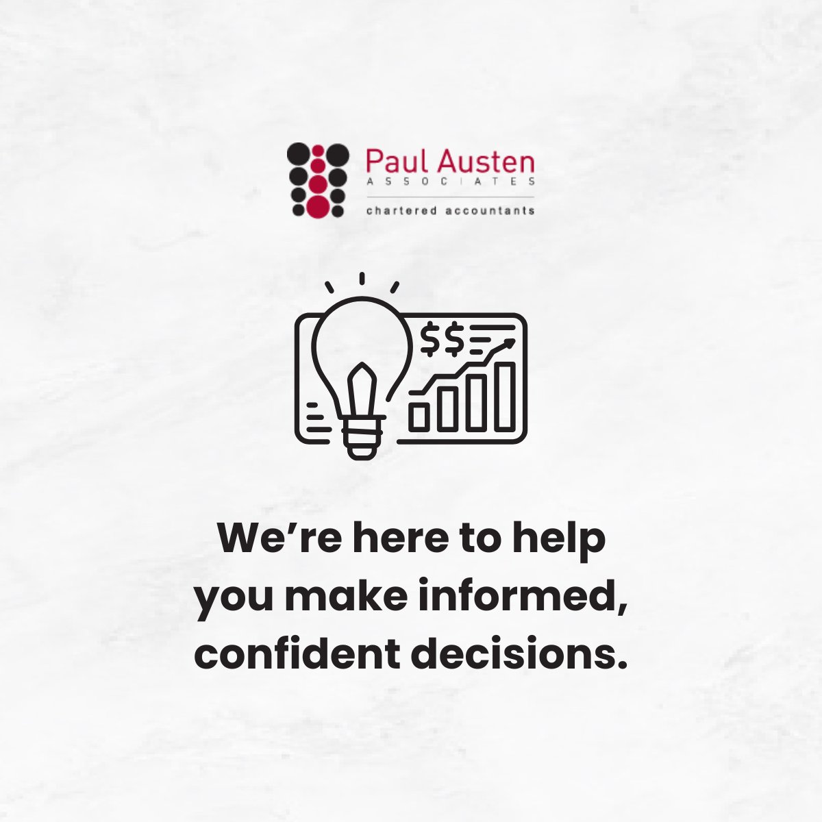 Are your numbers working as hard as you are?

At Paul Austen Associates, we go beyond the balance sheet to help you build a stronger, smarter business.

Let’s talk about your goals and how we can help you get there.

#Congleton #StokeonTrent #Cheshire #Accountancy #BusinessGrowth