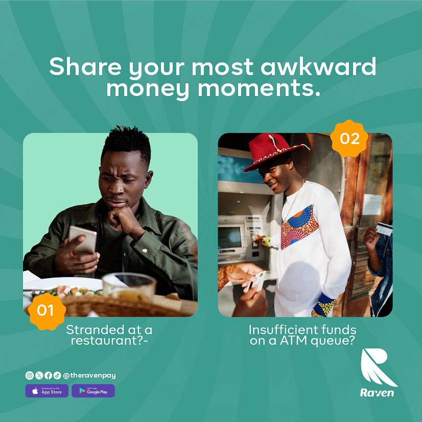 theravenpay's tweet image. We’ve all had those money moments that made us want the ground to open up and swallow us🤦🏾‍♂️. Awkward might not even describe it.

Let’s have it in the comments👇🏾. We promise not to laugh😆.

#MoneyMatters #RavenMoments #EverydayBanking