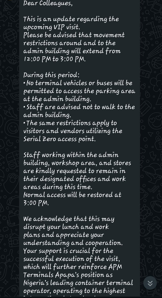 Ja1Kenneth's tweet photo. Dear @APMTApapa TLT, Why giving the workers restrictions from seeing the visitors for questions and answers. What are you guys hiding from @maersk @APMTerminals. #Whistleblower https://t.co/ZUi9nWvz7F