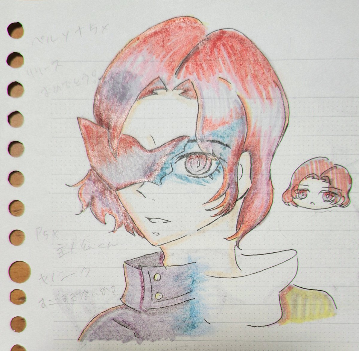 Akc_akihacya's tweet image. 改めて……P5Xリリースおめでとうございます！
衝動描き主人公くんです！
ヤノシークでしたっけ！？声優様も相まって叫びました。
 #P5X  #P5X主人公 #Akc_irasto