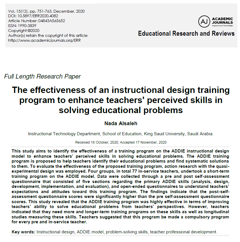 The effectiveness of an instructional design training program to enhance teachers perceived skills in solving educational problems academia.edu/106215619/The_… via <a href="/academia/">Academia</a>