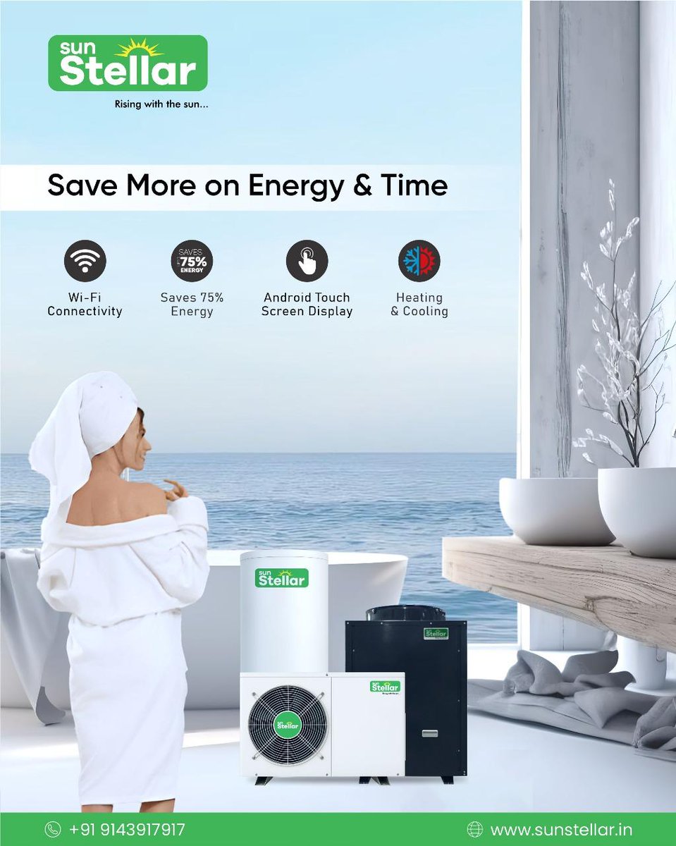 With Sun Stellar’s Smart Heating &amp; Cooling System, experience unmatched energy efficiency and modern convenience.

📞 +91 9143917917
🌐 sunstellar.in

#SunStellar #SmartLiving #EnergyEfficient #HomeComfort #HeatingAndCooling #EcoFriendlyLiving #LuxuryAtHome