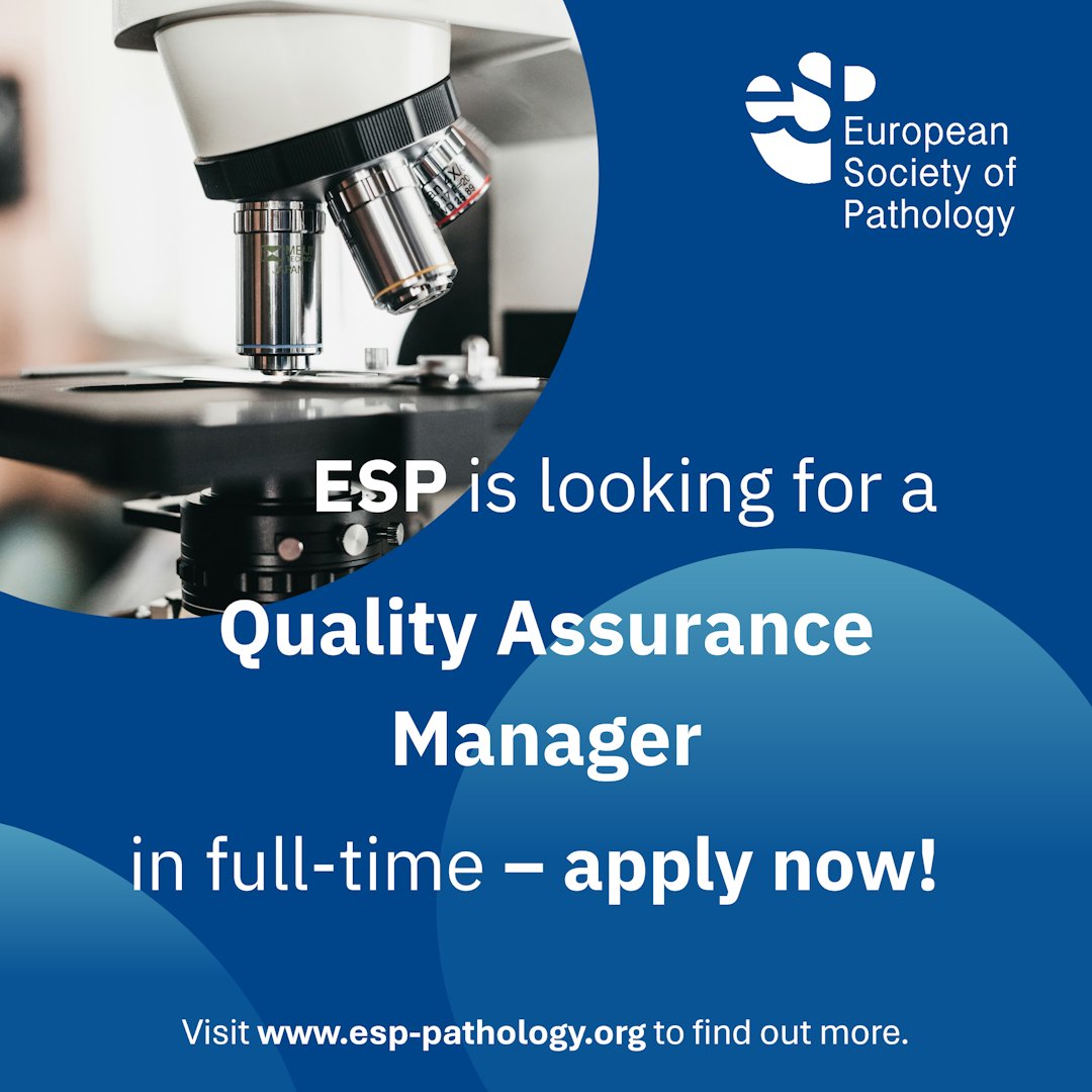 🚨#Jobalert!🚨
Interested for a career in ESP?

ESP is looking for a Quality Assurance Manager, responsible for the QA-related agenda of ESP and overseeing relevant scientific projects!

🗺️Full time job at ESP HQ!
ℹ️ℹ️details and applications: esp-pathology.org/career-opportu…
#HiringAlert