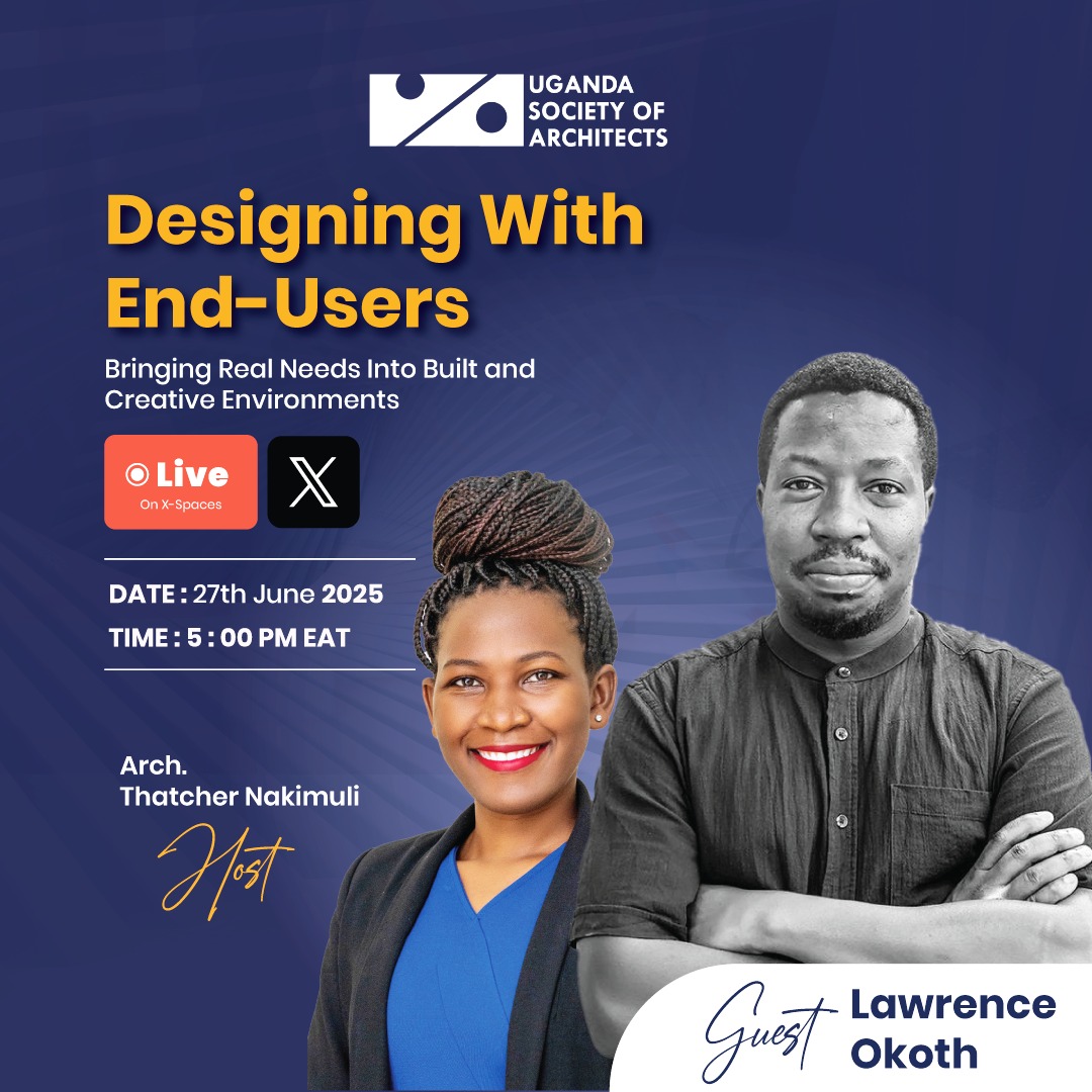 UgArchSociety's tweet image. Join us tomorrow 27th June, in our space at 5:00 pm EAT 

Designing with End-users: Bringing real needs into built and creative environments 

#enduser #architects #creative #creativeenvironments