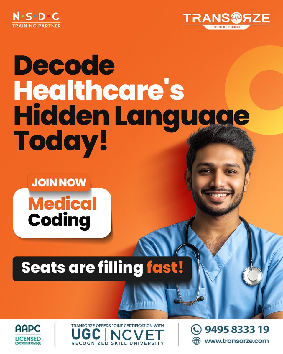 transorze_'s tweet image. 𝐅𝐢𝐧𝐝 𝐲𝐨𝐮𝐫 𝐟𝐮𝐭𝐮𝐫𝐞 𝐢𝐧 𝐌𝐞𝐝𝐢𝐜𝐚𝐥 𝐂𝐨𝐝𝐢𝐧𝐠!
Become a Certified Medical Coder and enter a field with job security, great pay, and real purpose.
☎️ 9495 833319 | 🌐 transorze.com
#medicalcoding #medicalcodingcourse #transorze