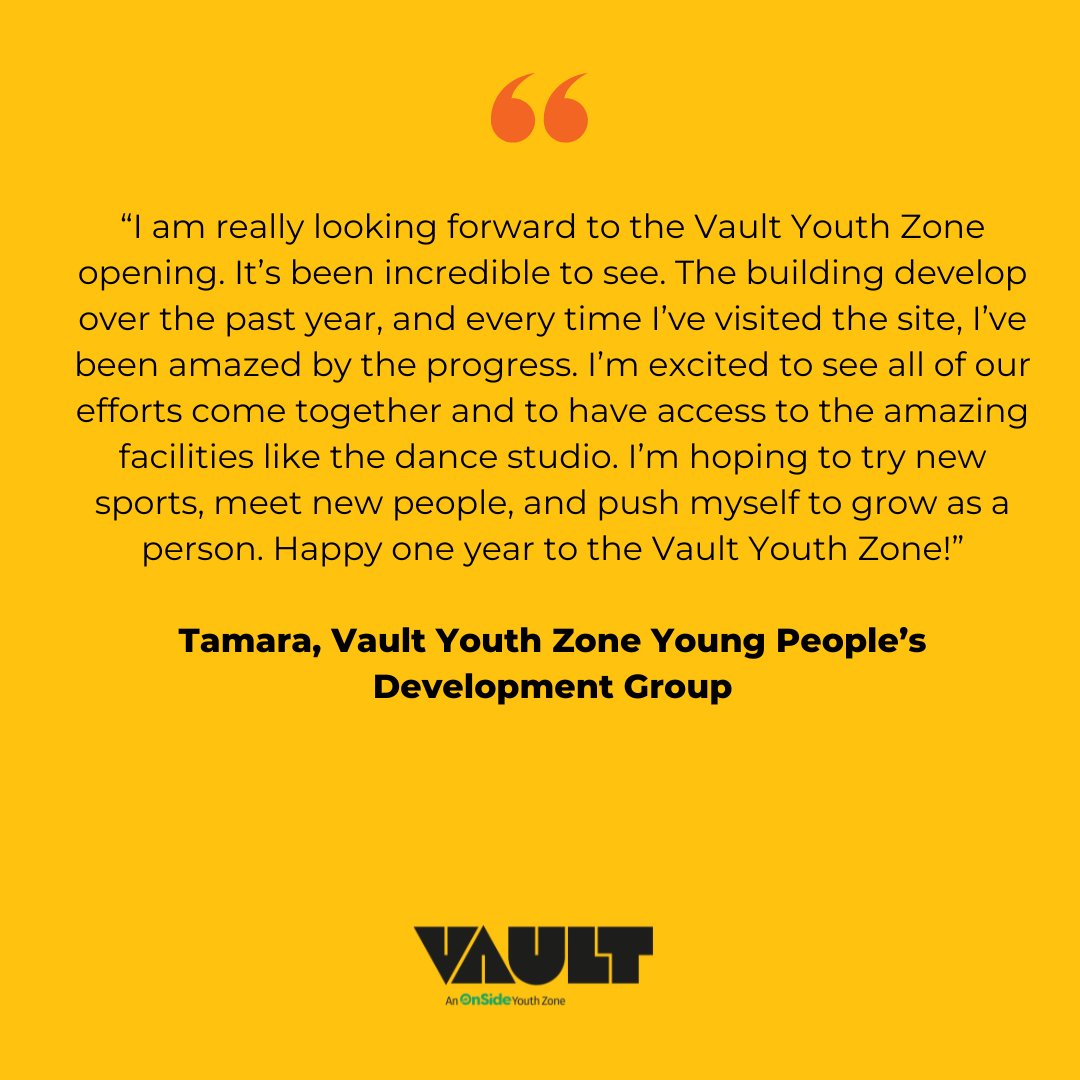 VaultYouthZone's tweet image. As it's one year since we broke ground on Vault Youth Zone, we asked members of our Young Person's Development Group to share what this means to them.
#YouthZone #vaultyouthzone #preston #prestonlancashire #YouthVoice #prestonyouth #YouthEmpowerment #prestonyoungpeople