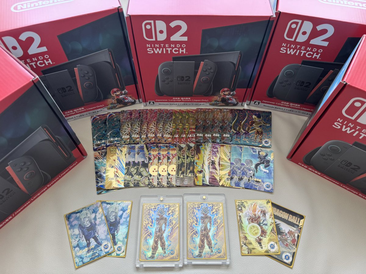 next_hero0301's tweet image. #リポストいいねよろしくお願いします✨
まもなく21時〜先着販売‼️
🔥DBH超豪快オリパ2025🔥
〜超低額でぶち抜けSwitch 2 ver.〜
🔥21時より販・売・開・始🔥
画像①は今回のあちあちラインナップ💪
最新のNintendoswitch2を5台封入🔥
(のち3台はマリオカート同梱版です)…