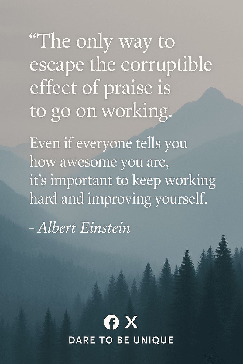 💡 The only way to escape the corruptible effect of praise is to go on working.

Even if everyone tells you how awesome you are, it’s important to keep working hard and improving yourself. #improvementdaily #workhard #challengeyourself