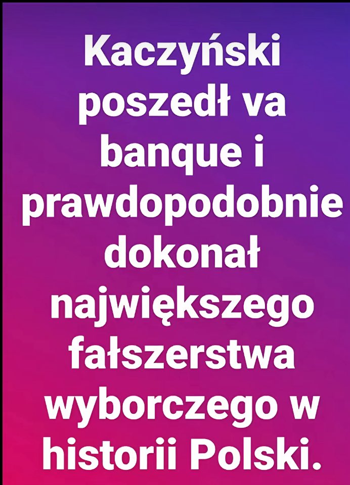 #OddajcieGłosyRafała Tu krzyżyk wydrapią tam źle zliczą głosy Gdy ich na tym złapią drą się w niebogłosy cyferki sfałszują gdy będzie za mało wynik podrasują byle się udało ‼️Wieczorem wiedzieli co zrobili nawet Liliputin mlaskał i rechotał że znowu im się udało #Siódemka.