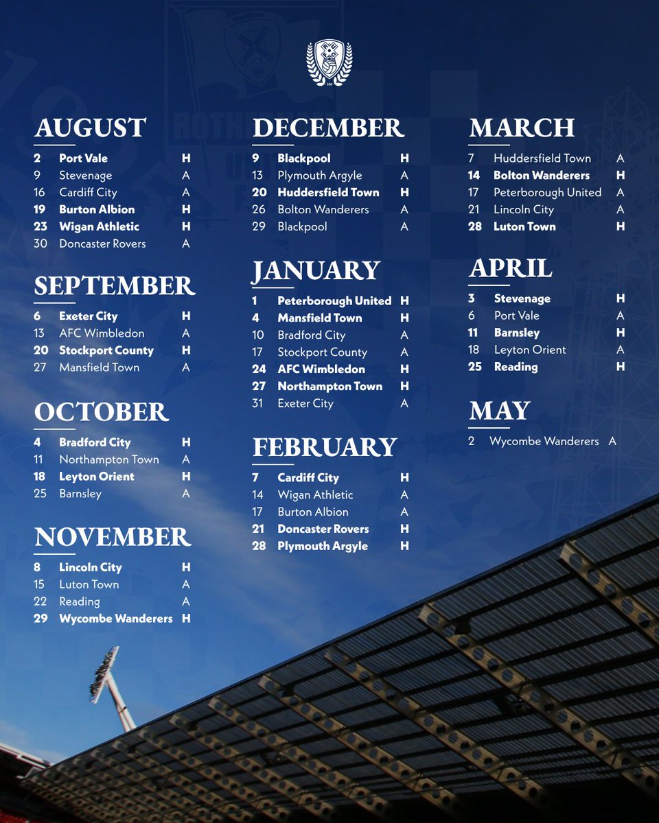 Our 2025/26 <a href="/SkyBetLeagueOne/">Sky Bet League One</a> fixtures. 📅

#RUFC | #TownCountyUnited