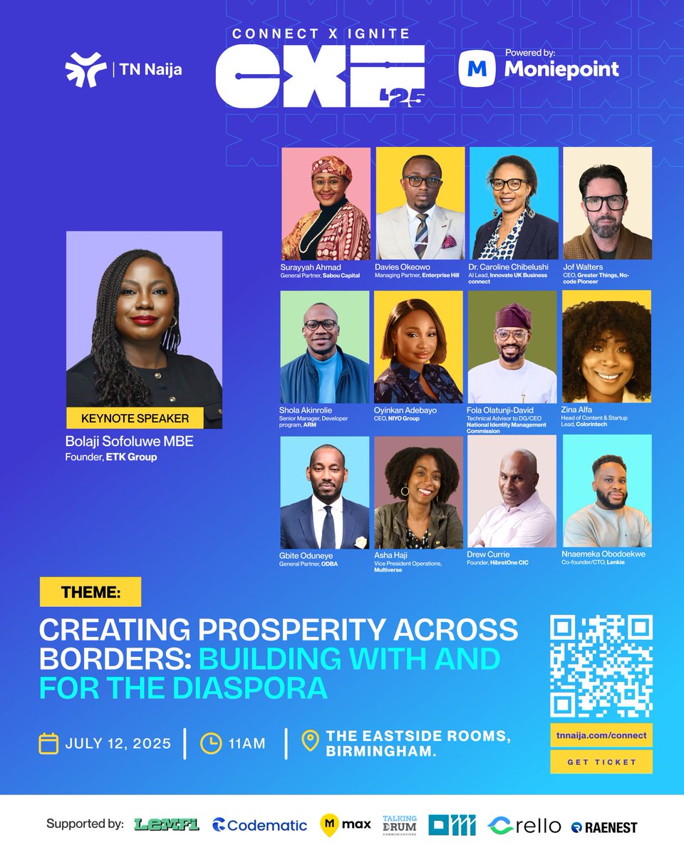 🚨 Speaker lineup!

Meet some of the incredible minds that will be speaking at Connect &amp; Ignite 2025. Founders. Operators. Ecosystem builders. Diaspora tech leaders.

📍 July 12 | Birmingham

🎟 Tickets moving quick: tnnaija.com/connect/