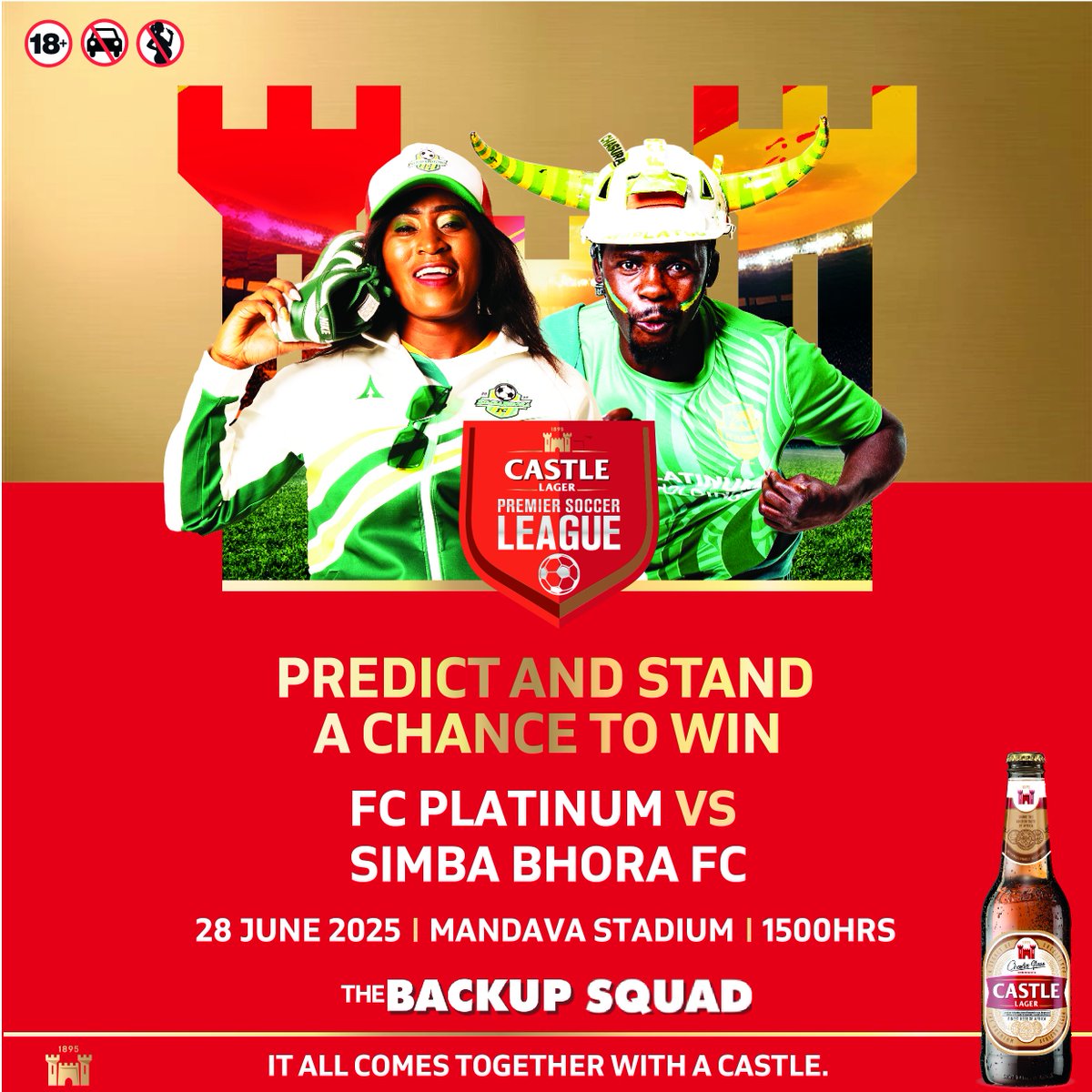 CastleLagerZW's tweet image. PREDICT AND STAND A CHANCE TO WIN! Stand a chance to win one of TEN cases to share with your #BackupSquad! Simply tell us which team will win or if the match will end in a draw!