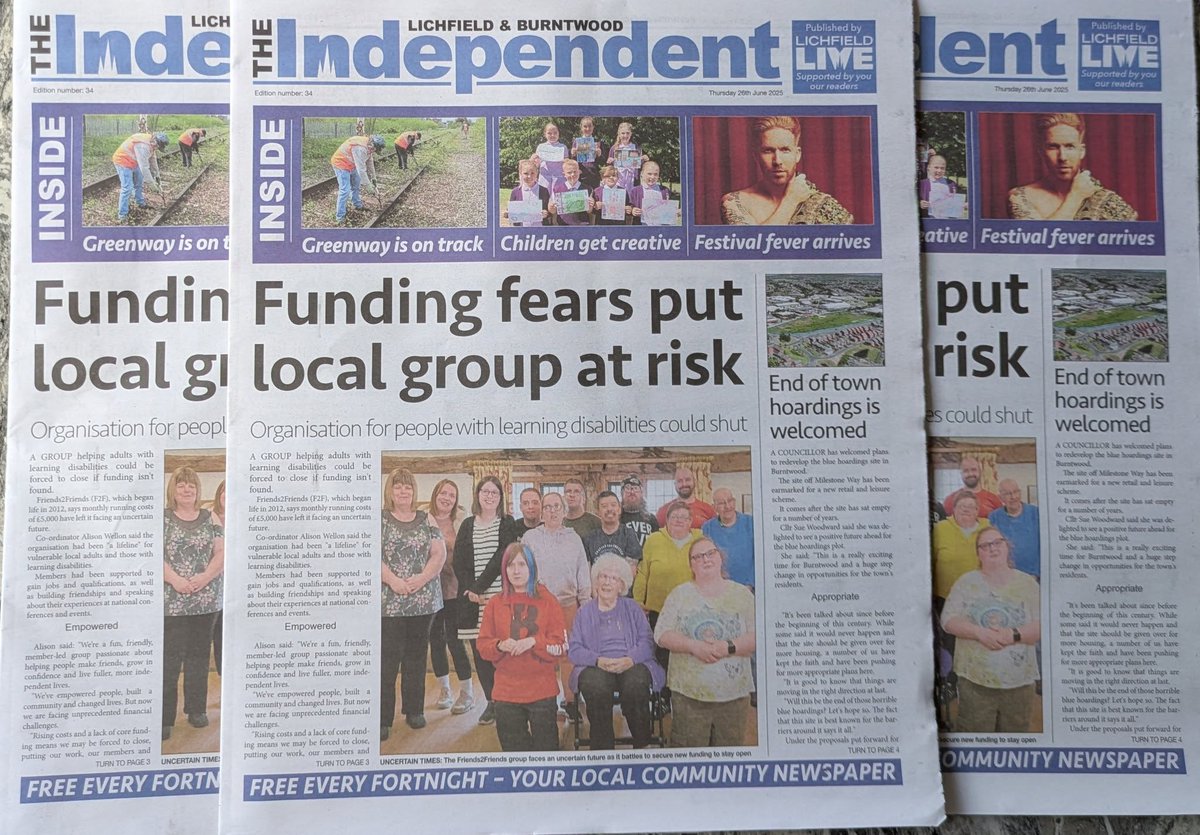 Edition number 34 of The Lichfield and Burntwood Independent is out - packed with pages of local news, sport and entertainment.  Available from the Burntwood Town Council Offices at The Old Mining College Centre in Queen Street