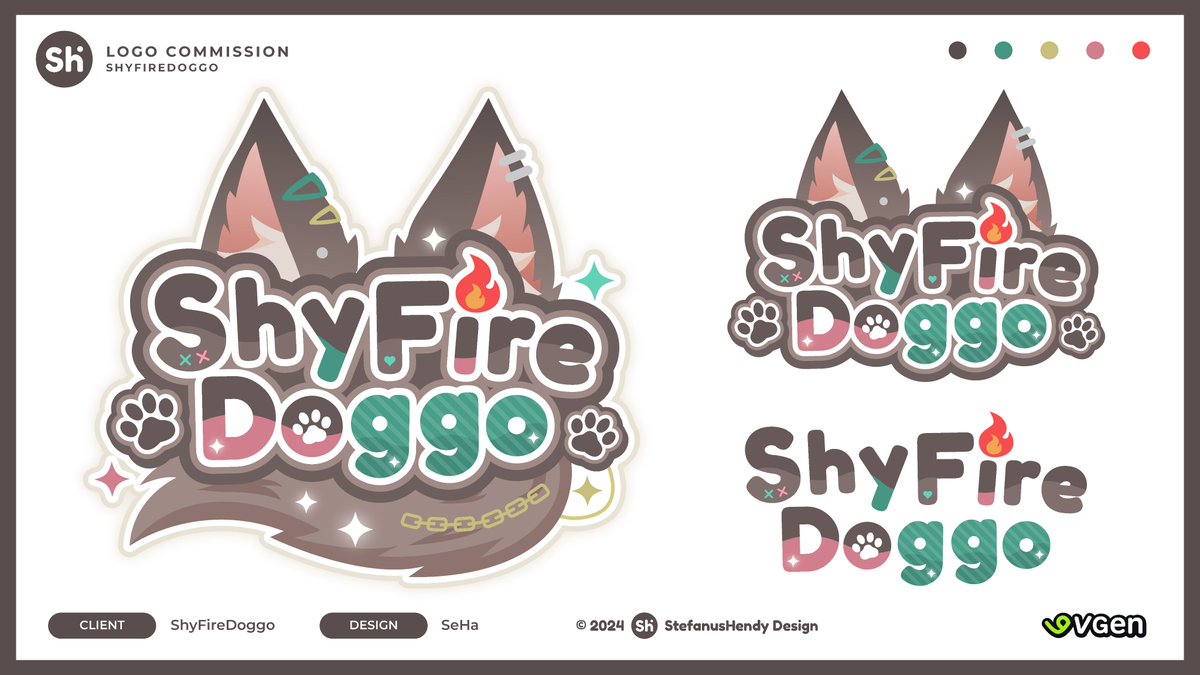 stefanushendy98's tweet image. Complete Vtuber Assets design for @ShyFireDoggo 📱🐶Vtuber Logo, Stream Overlay, Banner, and Schedule #SeHaComms #VGenComm