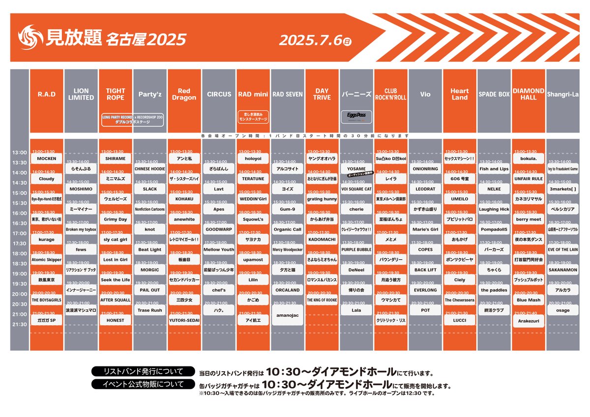＼来週‼️／

🪷7/6(日)
『 #見放題名古屋2025 』
@愛知・栄界隈16会場サーキット

=act=
Ivy to Fraudulent Game
3markets[ ] 
ペルシカリア
山田亮一とアフターソウル
EVE OF THE LAIN
SAKANAMON
アルカラ
osage
　and more…！

🪷チケット
全会場自由 ¥5,000（1D別）
t.pia.jp/pia/event/even…