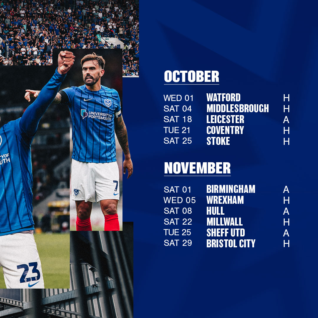 Pompey's tweet photo. 🔵 #Pompey's 2025/26 @SkyBetChamp schedule!

🗓️ All fixtures are subject to change.