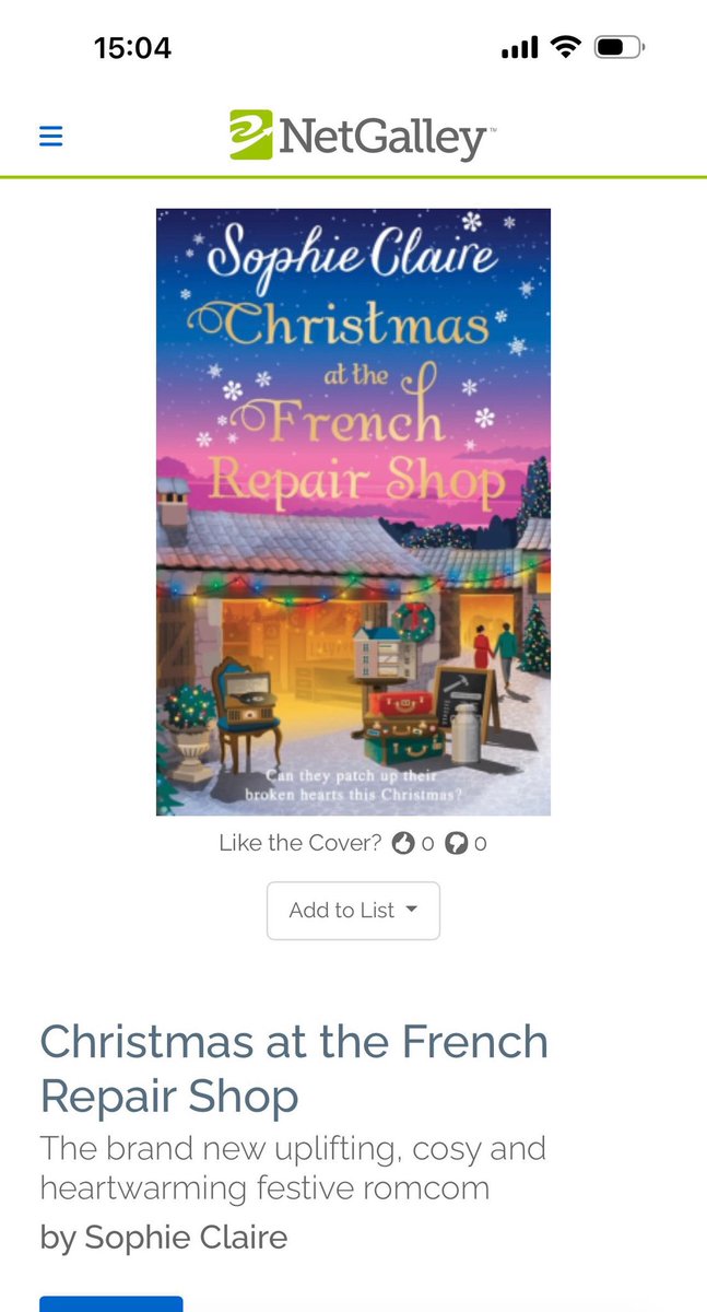 Book bloggers, my new book is on <a href="/NetGalley/">NetGalley</a> ! Hope you enjoy it. 🪚🛠️🎄

#ChristmasAtTheFrenchRepairShop 
netgalley.co.uk/catalog/book/6…