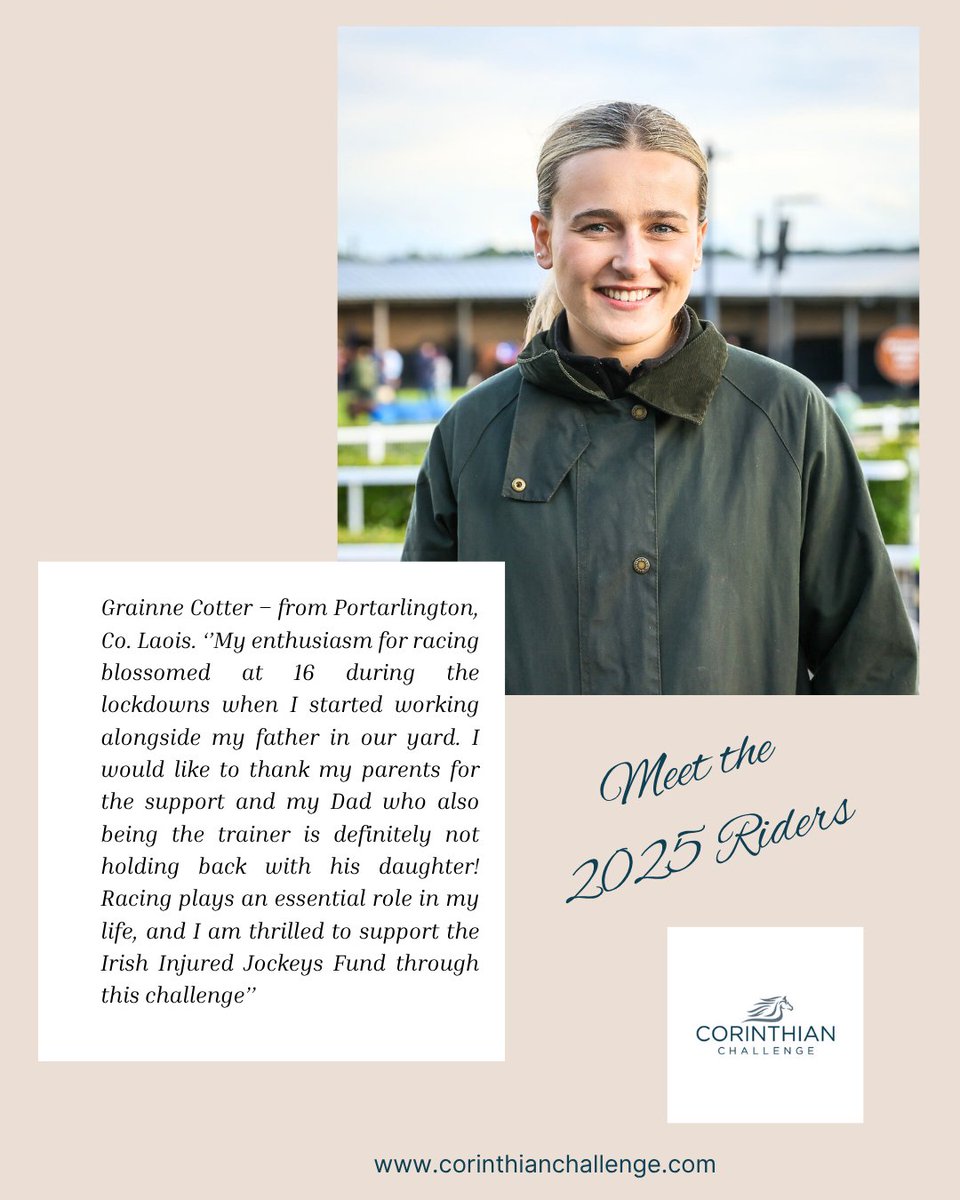The next two featured riders hail from Wicklow &amp; Kildare, meet Lydia Dodd and Grainne Cotter
Lydia is riding Fascinating Shadow for John Hanlon, you can support her here  - irishinjuredjockeys.enthuse.com/pf/lydia-dodd

Grainne is on Uncle Albert for her father Kieran Cotter- 
irishinjuredjockeys.enthuse.com/pf/grainne-cot…