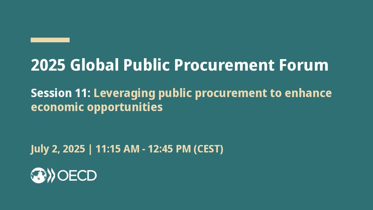 OECDgov's tweet image. #PublicProcurement can promote economic opportunities for a wide group of stakeholders by:
➡️ Encouraging diverse suppliers
➡️ Supporting underrepresented groups
➡️ Ensuring fair labour
Session 1⃣1⃣ takes a closer look. 🗓️ 2 July | 🕘 11:15 CEST
➡️ oecd-events.org/global-public-…