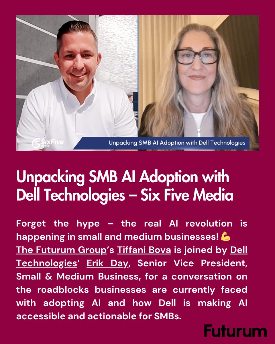 The real AI revolution isn’t just for the Fortune 500 — it’s happening in your neighborhood SMB. 💥

Listen in as Erik Day, Senior Vice President, Small &amp; Medium Business <a href="/Dell/">Dell</a> unpack what’s holding SMBs back from AI adoption — and more importantly, how Dell is helping make AI
