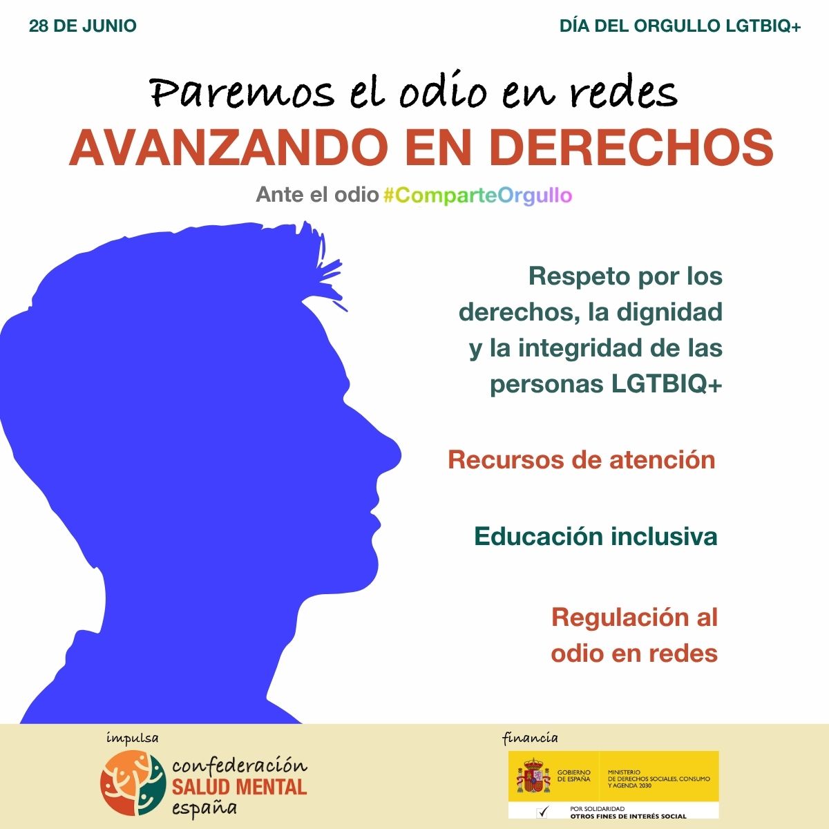 🌈Ante el odio, #ComparteOrgullo
Esto no va de ideologías, va de vidas.
De derechos.
De dignidad.
#SaludMentalLGTBIQ #Orgullo2025 #28J #ComparteOrgull