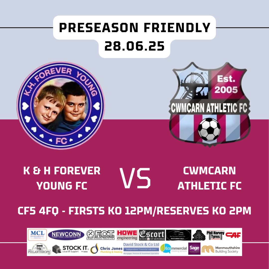 ⚽️ This Saturday, we travel to K &amp; H Forever Young FC (CF5 4FQ) for our first pre-season fixtures.

First Team kick-off is at 12:00pm, with the Reserves kicking off at 2:00pm.

We look forward to returning to the pitch as we prepare for the new season.

#UppaCarn🟣🔵