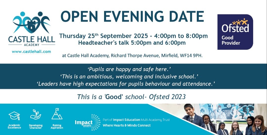 📢 Y5 families join us for our Open Evening! 
🗓 Date: 25 September 2025
🕒 Time: 4 pm to 8 pm.
Discover what makes our academy special, meet our dedicated staff, fabulous students, and explore our great facilities.
No booking is required.